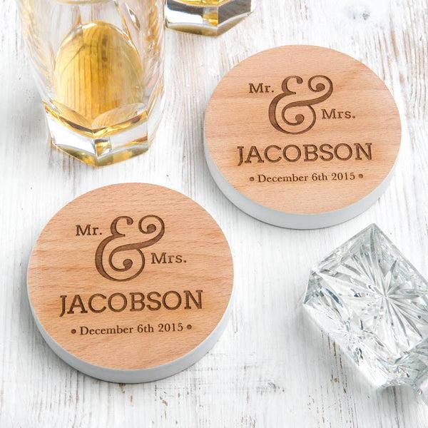 dust and things Personalised Mr And Mrs Coloured Edge Coasters