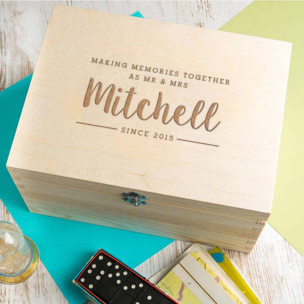 dust and things Personalised 'Mr And Mrs' Modern Script Keepsake Box