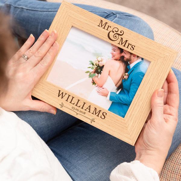 dust and things Personalised 'Mr And Mrs' Name And Date Photo Frame