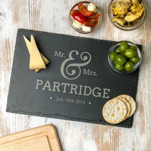 dust and things Personalised 'Mr And Mrs' Slate Chopping Board