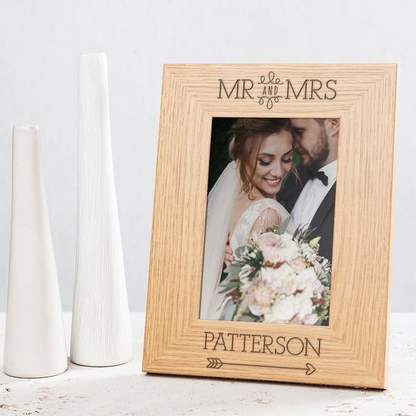 dust and things Personalised 'Mr And Mrs' Wedding Photo Frame