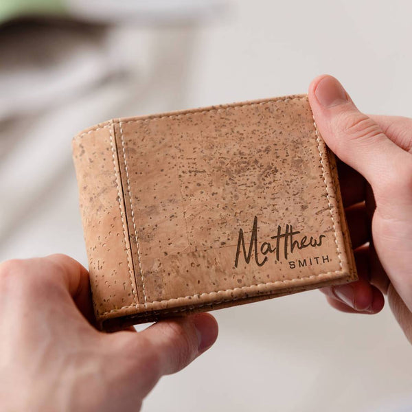Dust And Things Personalised Name Vegan Cork Wallet For Him