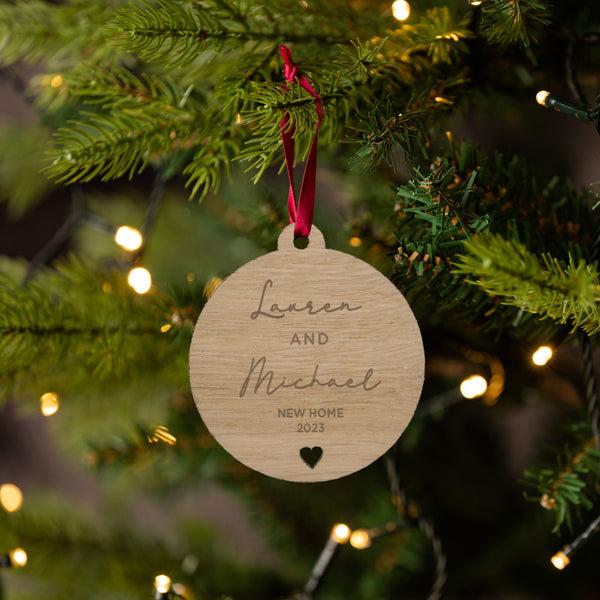 dust and things Personalised New Home Christmas Bauble For Couples