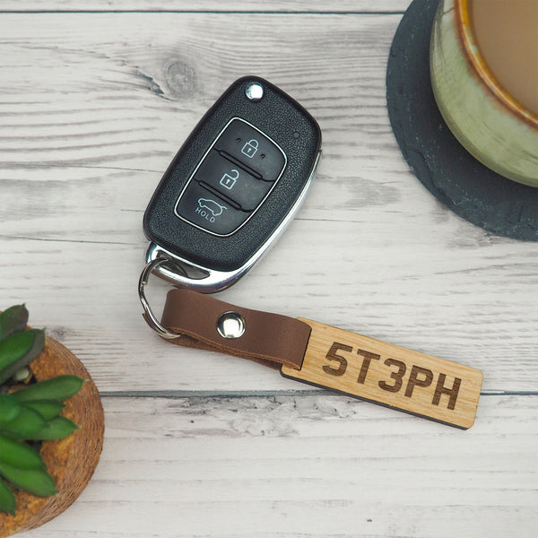 dust and things Personalised Number Plate Wooden Keyring