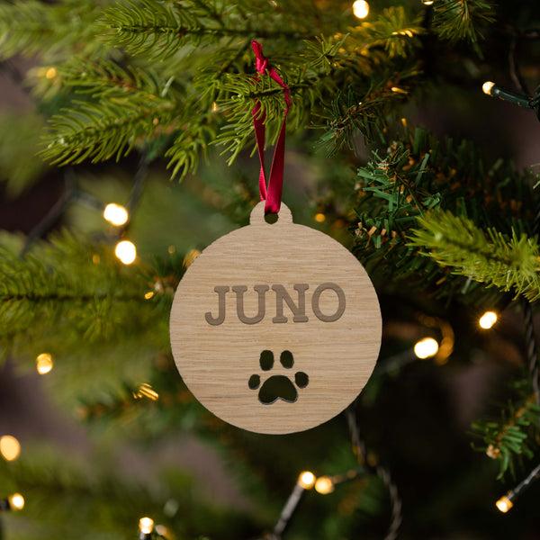 dust and things Personalised Paw Print Christmas Bauble For Pets