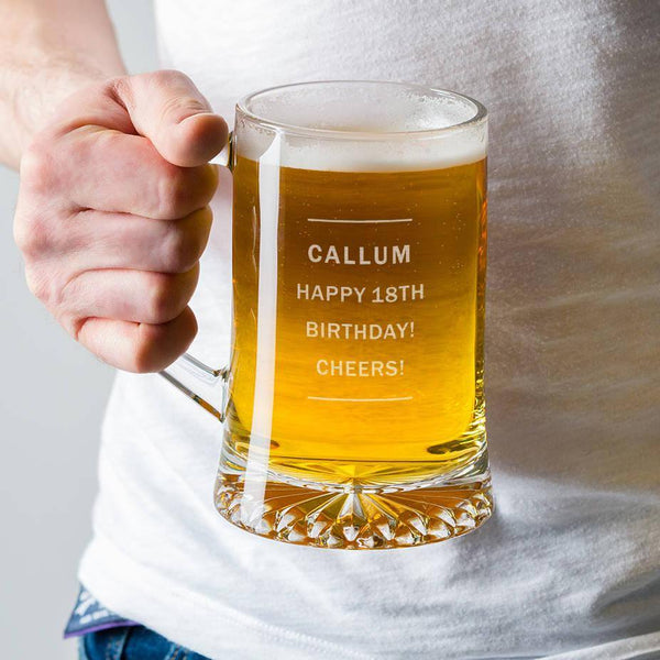 dust and things Personalised Pint Glass Beer Tankard For Him