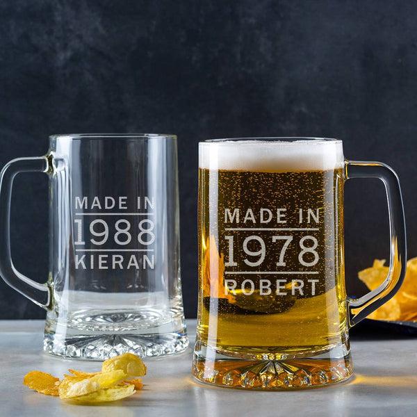 dust and things Personalised Pint Glass Tankard For Him