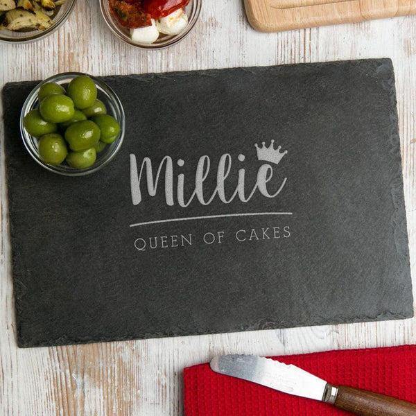 dust and things Personalised 'Queen Of Cakes' Serving Board