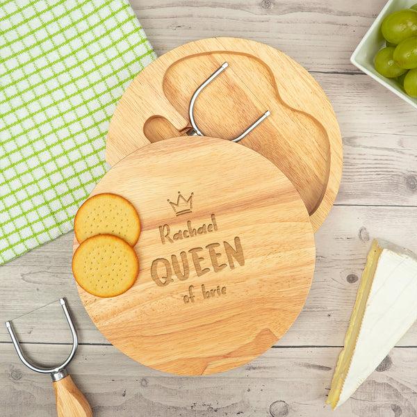 Dust And Things Personalised Queen Of Cheese Cheeseboard Set