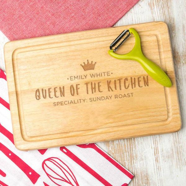 dust and things Personalised 'Queen Of The Kitchen' Chopping Board