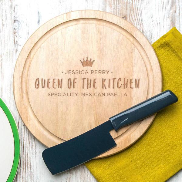 dust and things Personalised 'Queen Of The Kitchen' Round Board