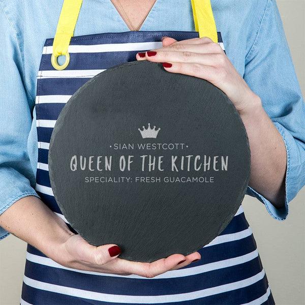 dust and things Personalised 'Queen Of The Kitchen' Round Serving Board
