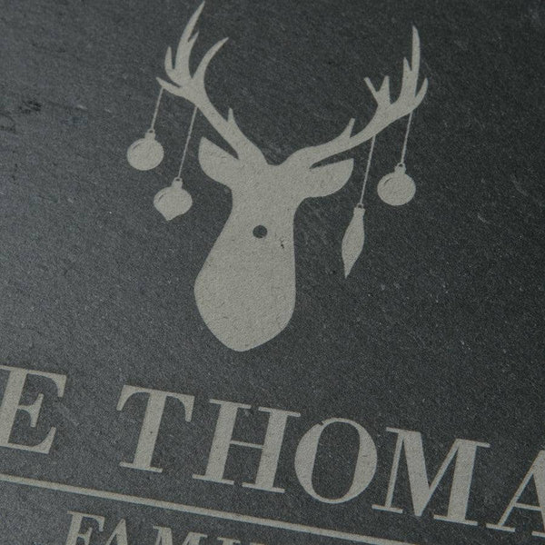 Dust And Things Personalised Reindeer Slate Family Chopping Board