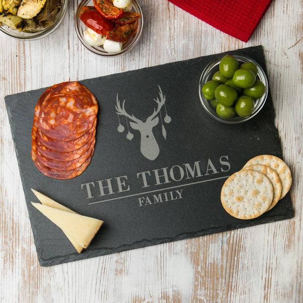 dust and things Personalised Reindeer Slate Family Chopping Board