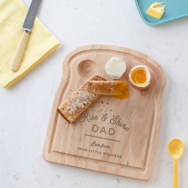 dust and things Personalised 'Rise And Shine' Dippy Egg Board For Dad