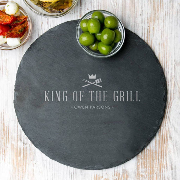 dust and things Personalised Round 'King Of The Grill' Serving Board