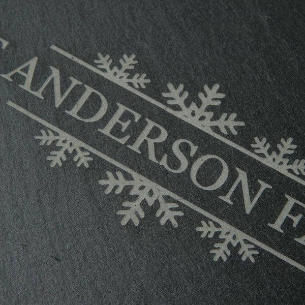 Dust And Things Personalised Snowflake Family Slate Chopping Board