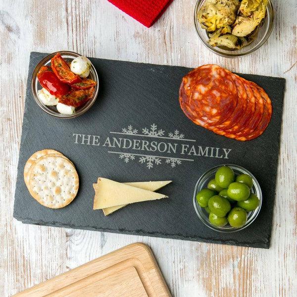 dust and things Personalised Snowflake Family Slate Chopping Board