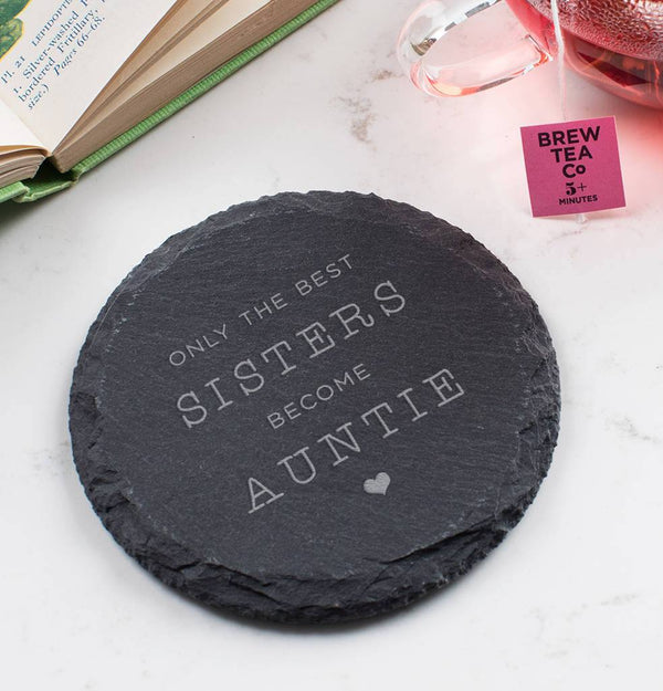 dust and things Personalised 'The Best Sisters Become Auntie' Coaster