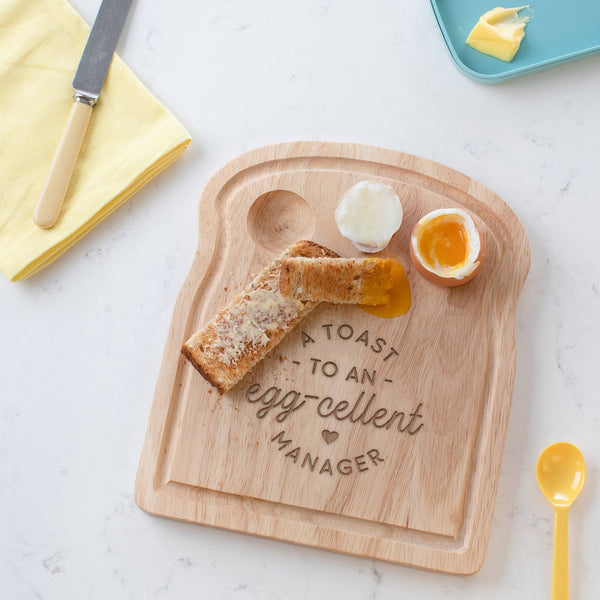 Dust And Things Personalised 'Toast To An Egg-cellent Boss' Egg Board