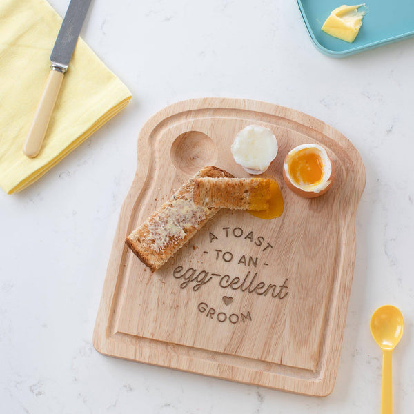 Dust And Things Personalised 'Toast To An Egg-cellent' Egg And Toast Board