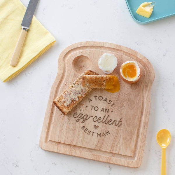 dust and things Personalised 'Toast to an Egg-cellent' Egg and Toast Board