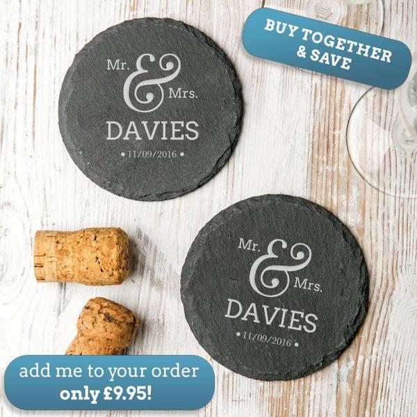 Dust And Things Personalised Wedding Engraved Round Slate Board