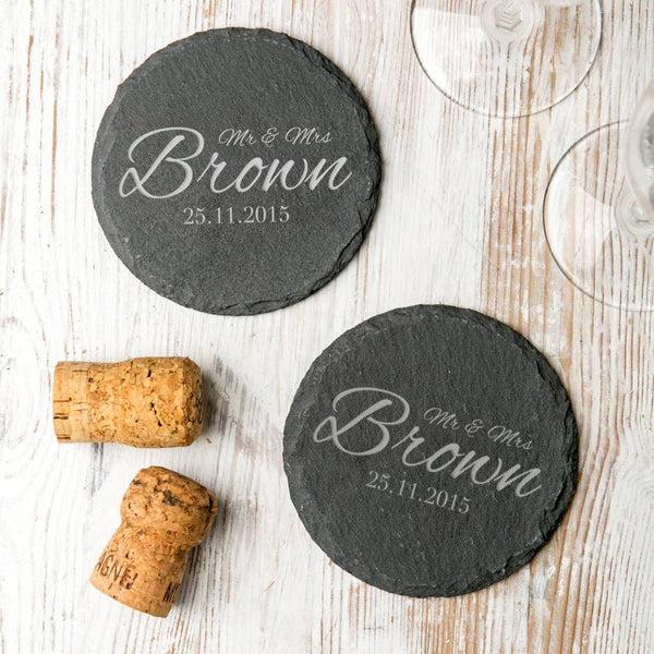 dust and things Personalised 'Wedding' Slate Coasters