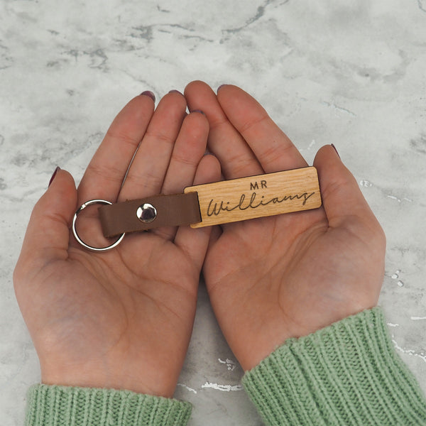 Dust And Things Personalised Wedding Wooden Keyring Pair
