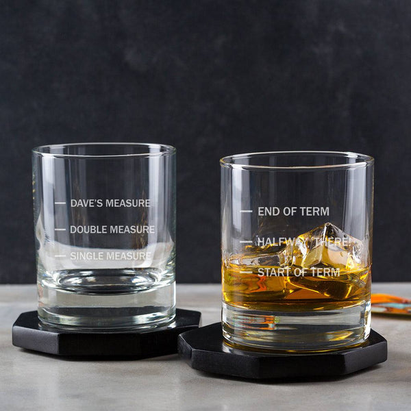 Dust And Things Personalised Whiskey Glass With Measure Lines - Funny Presents For Dad