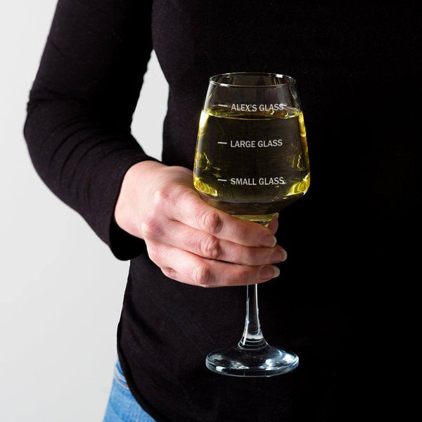 Dust And Things Personalised Wine Glass - With Humorous Measure Lines