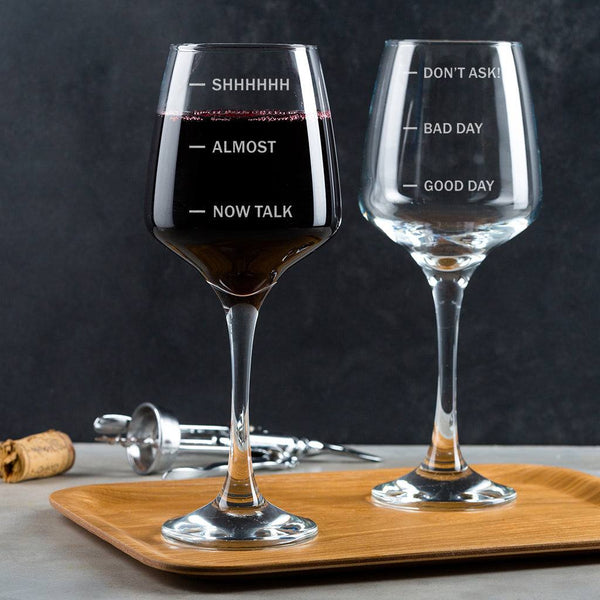 dust and things Personalised Wine Glass - With Humorous Measure Lines
