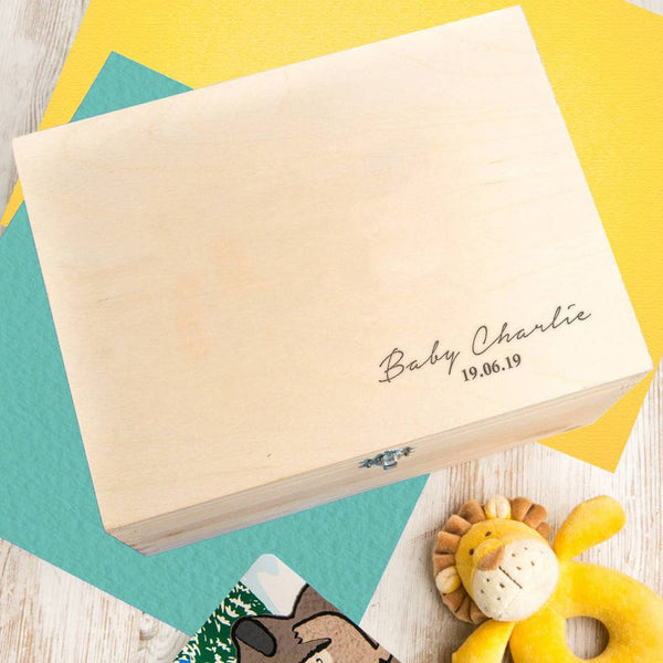 dust and things Personalised Wooden Baby Keepsake Box