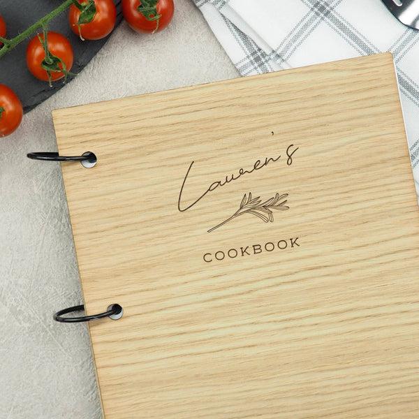 dust and things Personalised Wooden Cookbook for her - Cooking Gift for Him Her