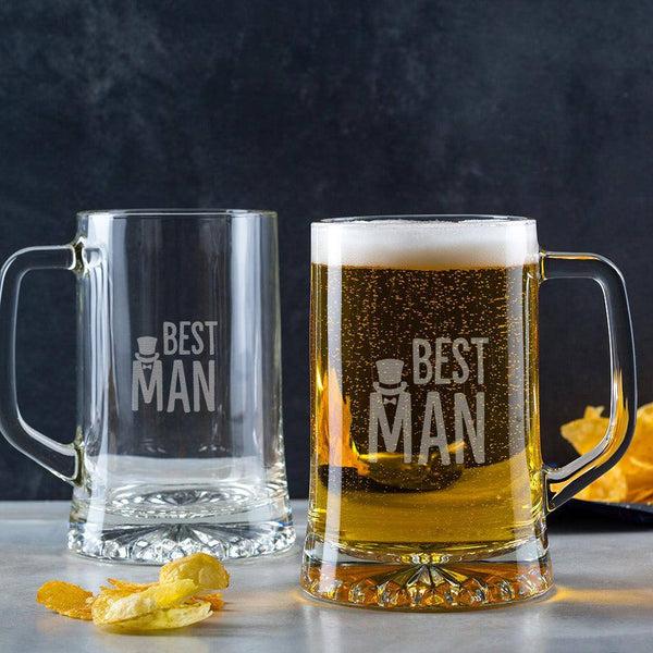 dust and things Wedding Party Glass Pint Tankards- Perfect Thank You Gift - Groomsmen Gifts - Father Of The Bride And Groom Present