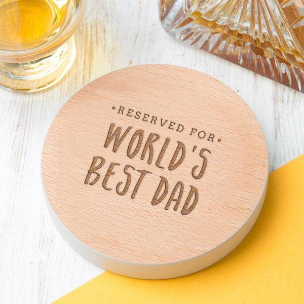 dust and things 'Worlds Best Dad' Coloured Edge Coaster