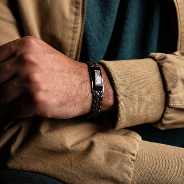 Duxot Accelero Leather Bracelet Gun Metal Meteorite