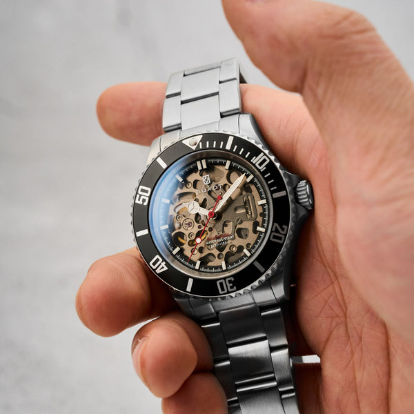 Duxot Atlantica Skeleton Diver Automatic Black Steel