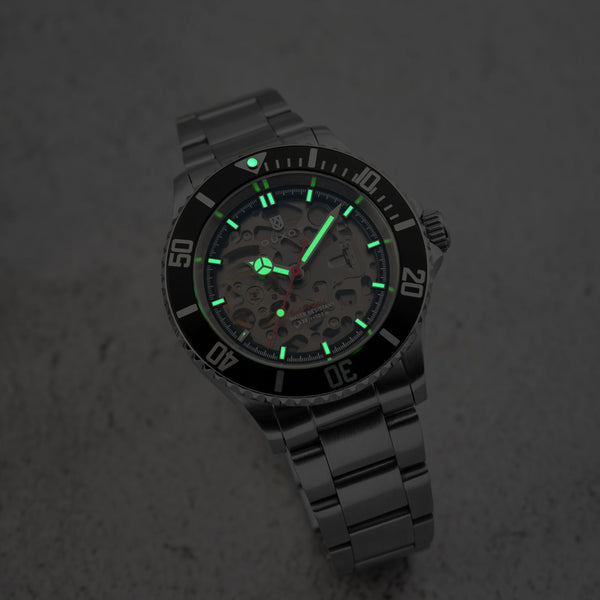 Duxot Atlantica Skeleton Diver Automatic Black Steel
