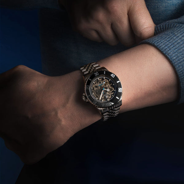 Duxot Atlantica Skeleton Diver Automatic Charcoal Black