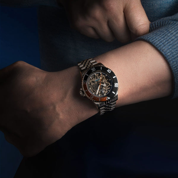 Duxot Atlantica Skeleton Diver Automatic Orange Black