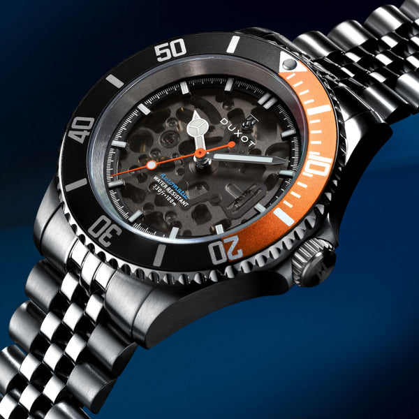 Duxot Atlantica Skeleton Diver Automatic Orange Black