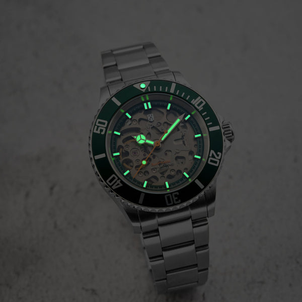 Duxot Atlantica Skeleton Diver Automatic Poker Green