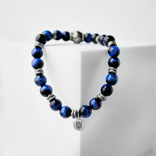 Duxot Atlantica Stone Beaded Bracelet Blue Tiger Eye And Hematite Stones