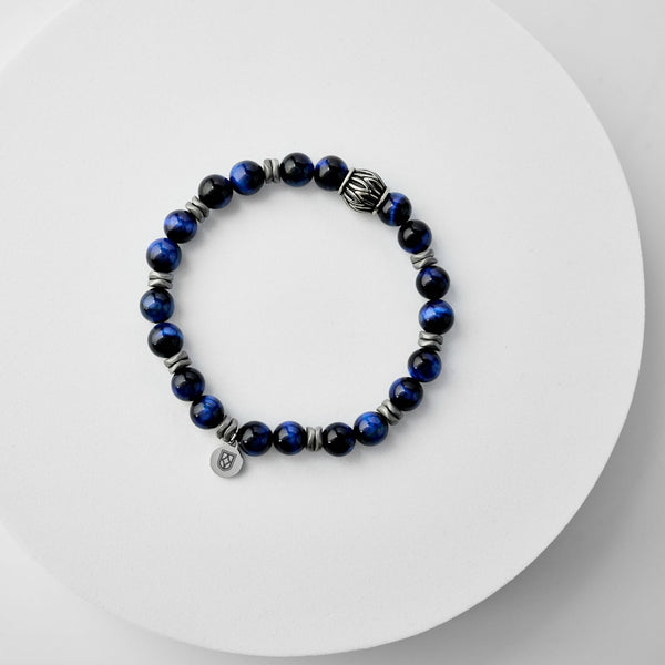 Duxot Atlantica Stone Beaded Bracelet Blue Tiger Eye And Hematite Stones