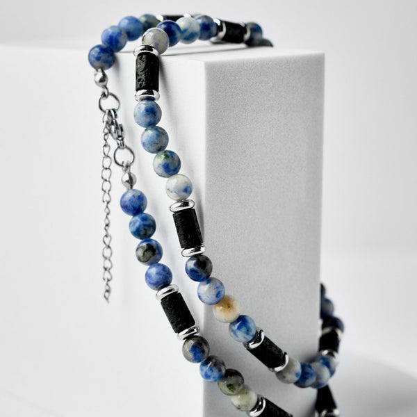 Duxot Atlantica Stone Beaded Necklace Onyx Lava Stones