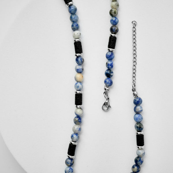 Duxot Atlantica Stone Beaded Necklace Onyx Lava Stones