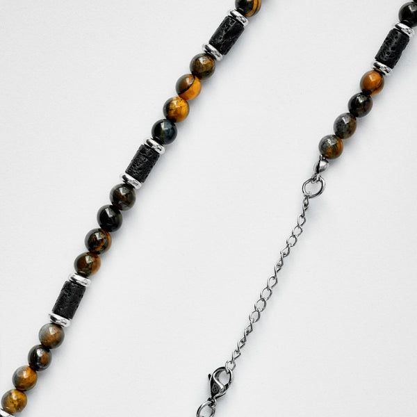 Duxot Atlantica Stone Beaded Necklace Tiger Eye Lava Stones