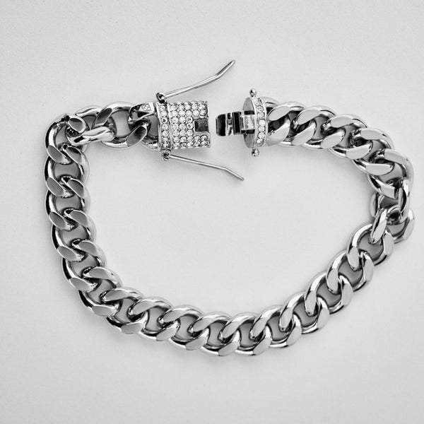 Duxot Accelero Cuban Link Chain Bracelet Silver