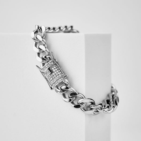 Duxot Accelero Cuban Link Chain Bracelet Silver